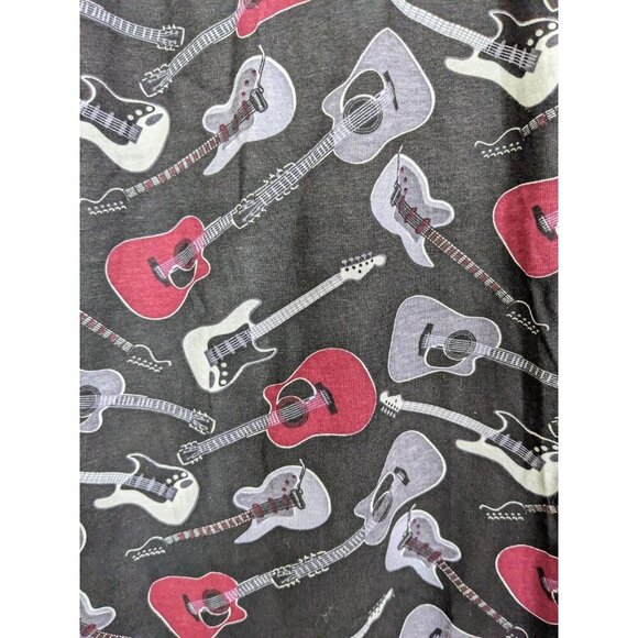 Mens L Sleep Lounge Pant All Over Guitar Print Cotton Stretch Waist Drawstring - Picture 4 of 6